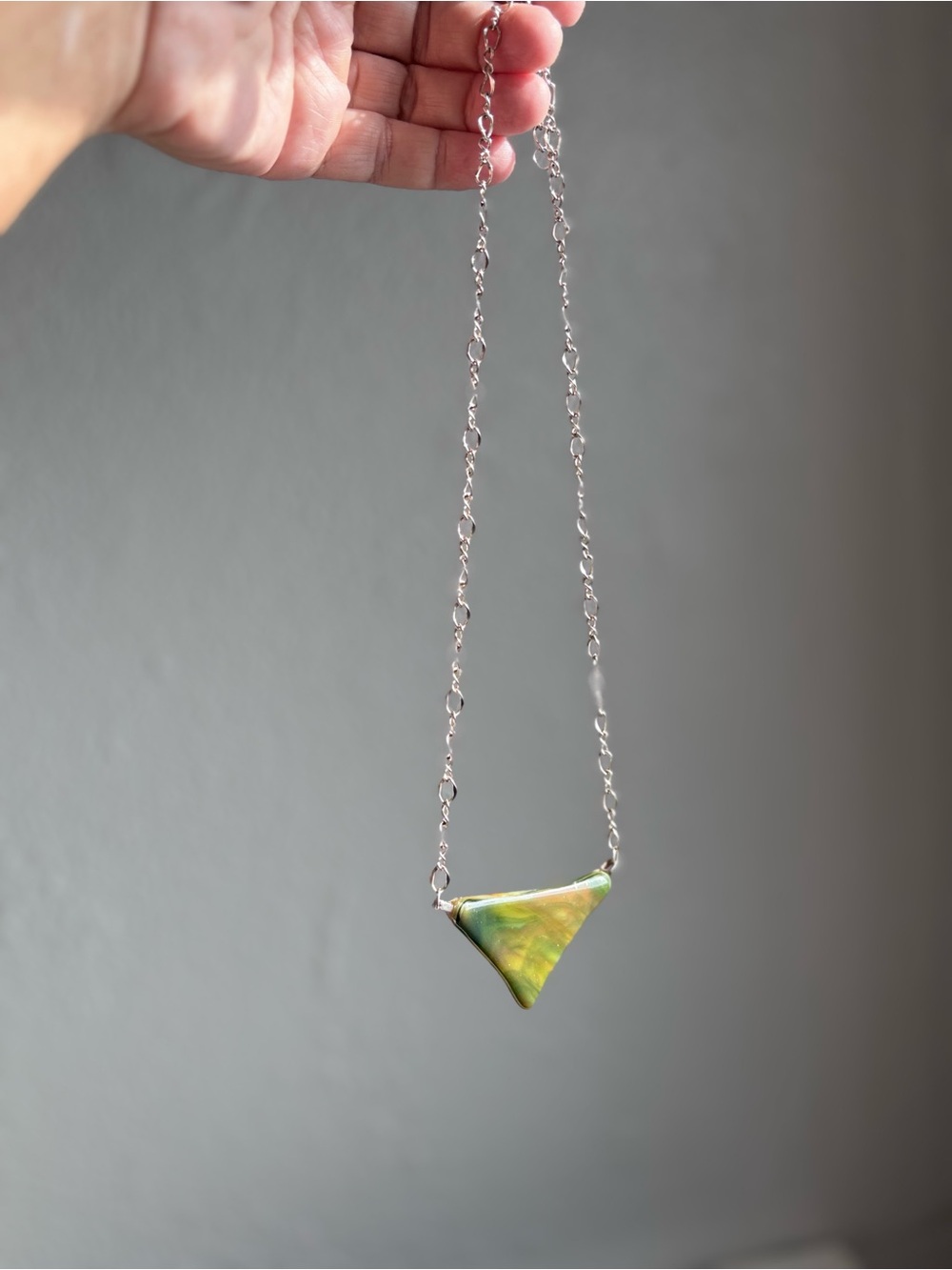 Vintage Chartreuse Geometric Resin Statement Necklace - Picture 7 of 7